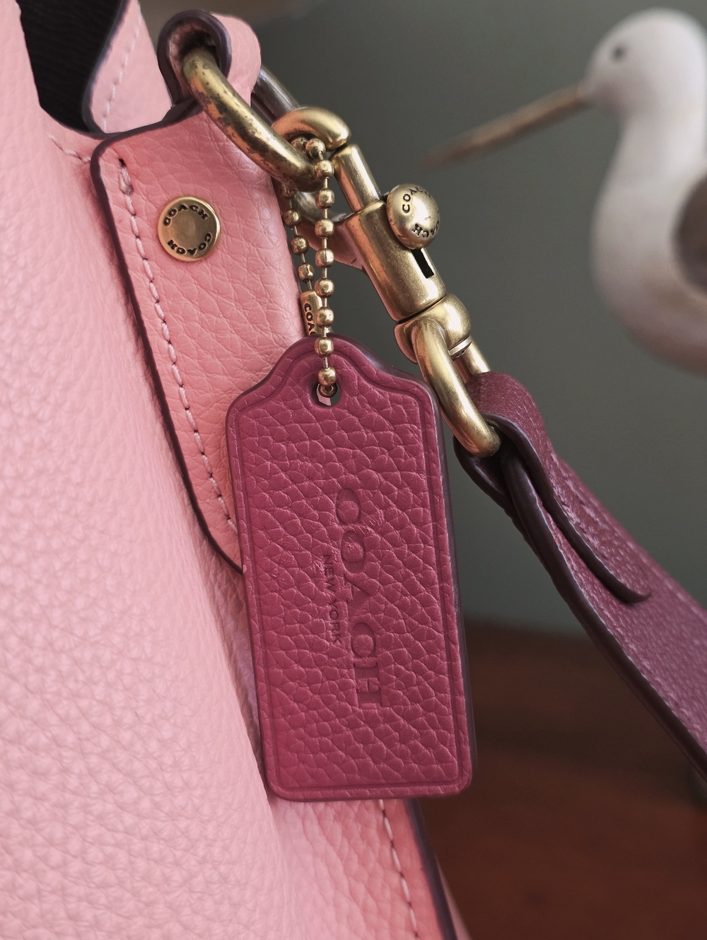 Coach C2590 Willow Shoulder Bag Colorblock Pink Burgundy Leather Purse - Picture 7 of 16